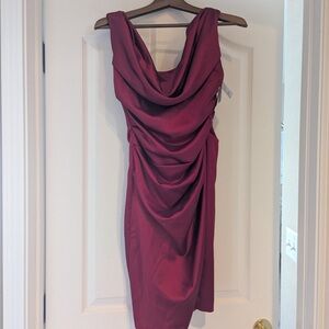 NWT Elegant Burgundy Draped Dress
